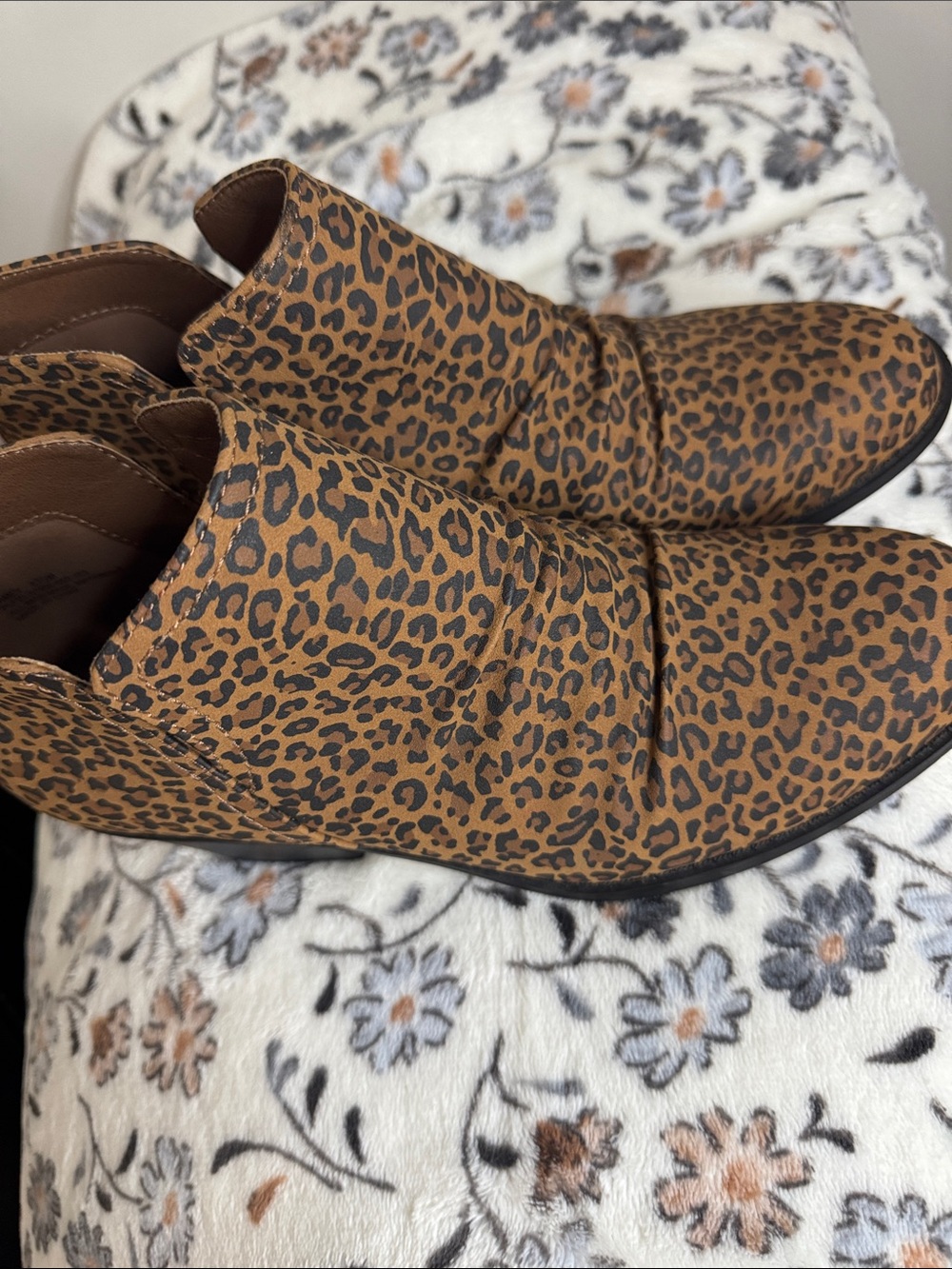 Kim Rogers Leopard Print Ankle Booties in Brown and Black
